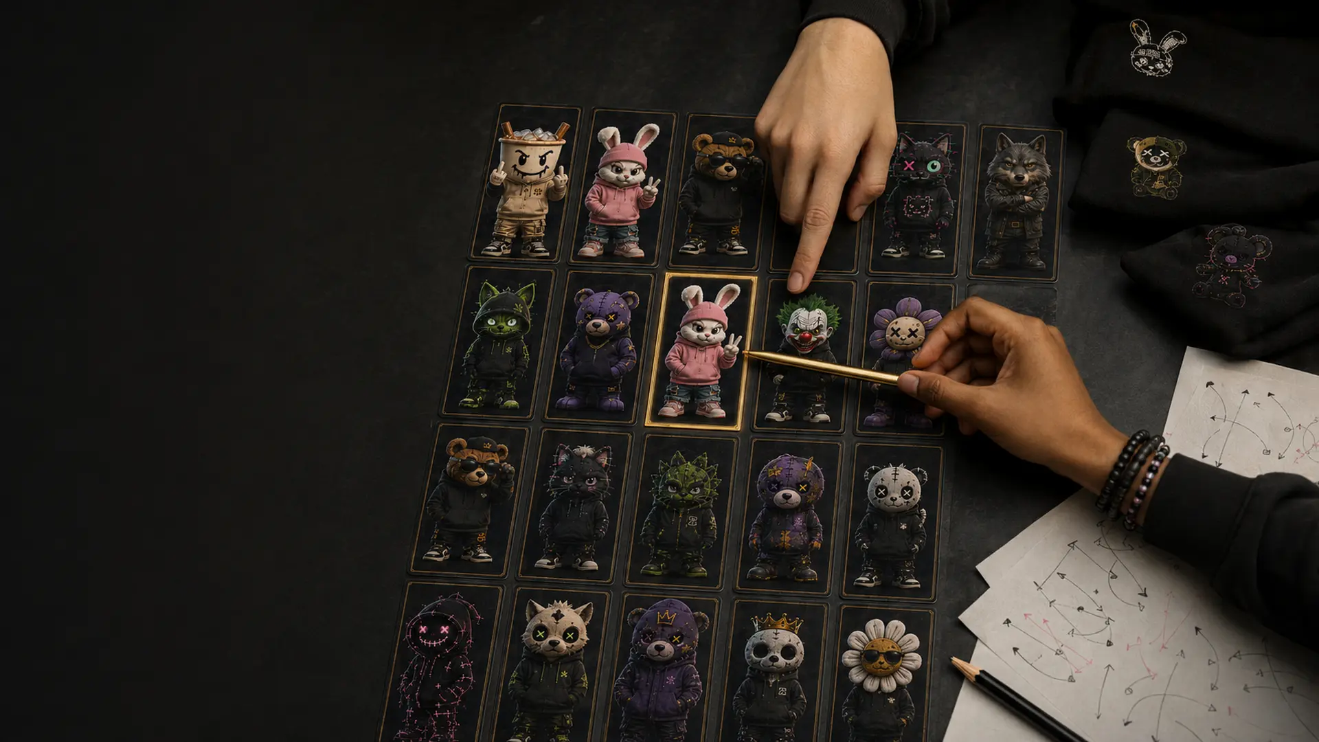 The Misfit Roster collectible character selection board featuring twenty official mascots